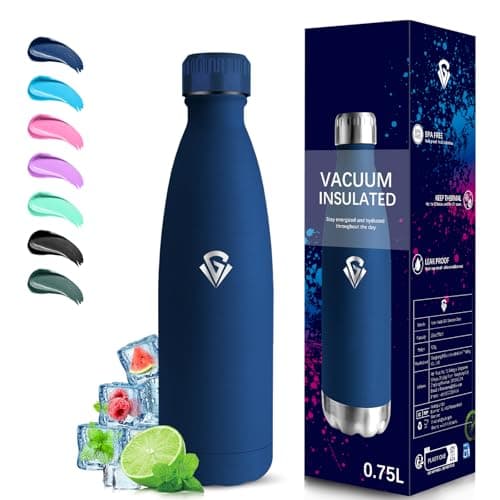 Gourde Grsta Isotherme 500ml Rose - 24h Froid & 12h Chaud, Anti-Fuite, Inox Sans BPA, Facile à Transporter, Bouteille d' — Bleu Foncé