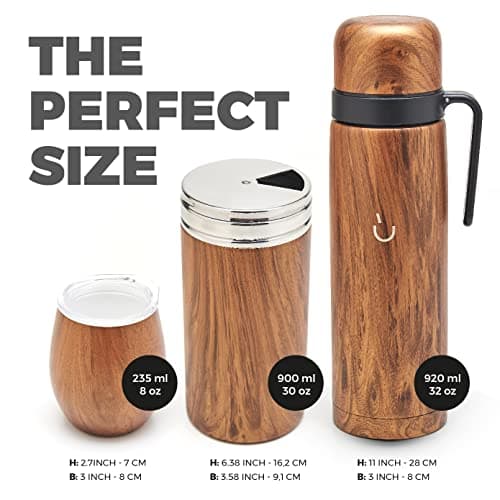 BALIBETOV Yerba Mate Tasse Set pour Hommes et Femmes - Design Moderne, Thermos Acier Inoxydable, Idéal pour le Travail e