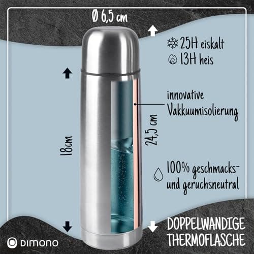Bouteille thermos en acier inoxydable double paroi anti-fuite, garde les boissons chaudes & froides (500 ml) - Avec bros