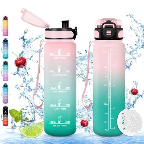 Gourde Sport Vikaster Sans BPA Étanche & Réutilisable Pour Enfant & Adulte — D-rose+cyan