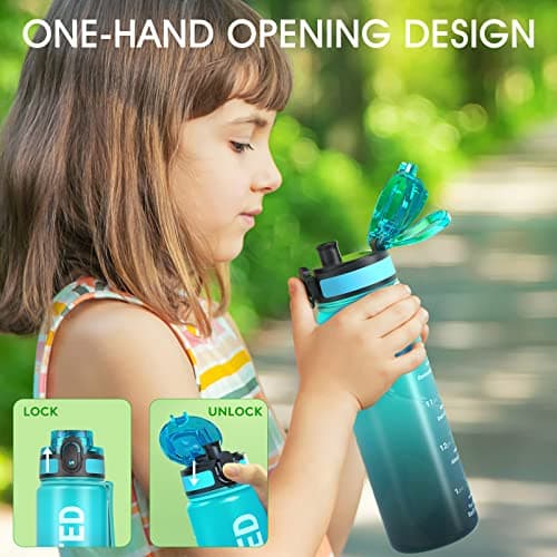 Bouteille d'Eau Sahara Sailor 1L, Sportive & Étanche pour Sport et Camping, Sans BPA et Reutilisable avec Marqueur de Te