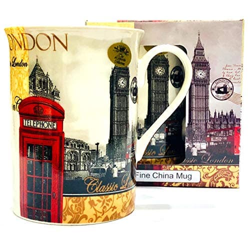Tasse en Porcelaine Anglaise Londres, Clair - Design Élégant, Haute Qualité, Idéale pour la Maison et le Bureau