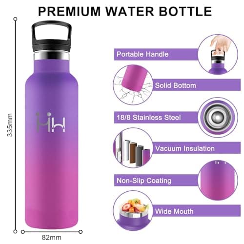 GourdeIsotherme 1L AcierInoxydable AntiFuite pour Randonnée Voyage Camping