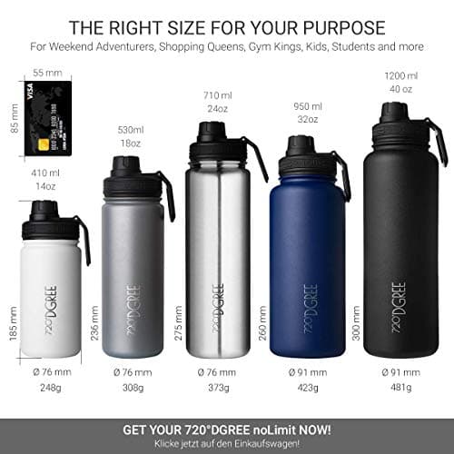 DGREE Bouteille Isotherme noLimit 410ml | Gourde en Acier Inoxydable | Idéal pour Sport et Voyage | Isolée sous vide | C