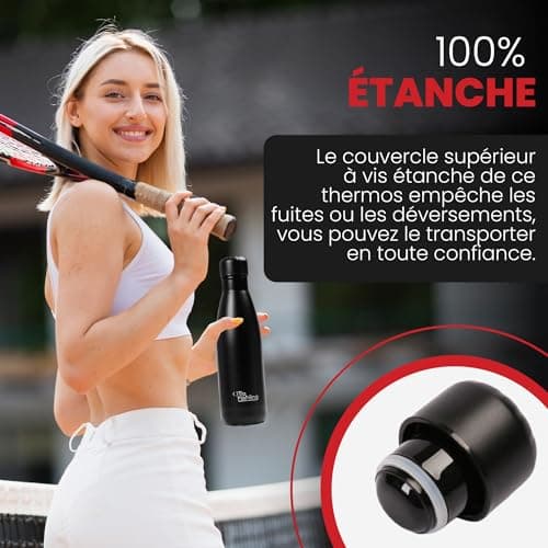 Otto Koning Gourde isotherme 500 ml - Bouteille d'eau isotherme conserve les boissons froides pendant 24 heures et chaud