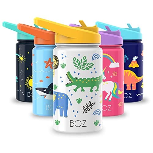 Gourde Isotherme Enfant Anti-fuite (8 oz) sans BPA, Bouteille Boisson Chaude/Froide Double Paroi Inox 414ML, 24h Isolati — Safari