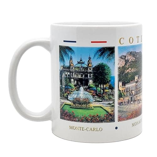 DESSAPT Arts - Tasse-Cadeau Côte d'Azur 325ml - Mug Céramique Blanc Brillant avec Paysages de Nice/Cannes/Monaco - Impri