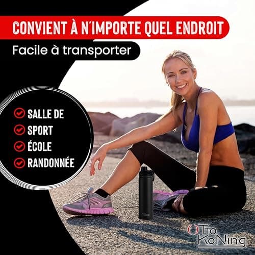 Gourde Isotherme 750 ml en Acier Inoxydable Double Paroi - Garde le Froid 16h & le Chaud 10h, Anti-fuite Sans BPA pour l