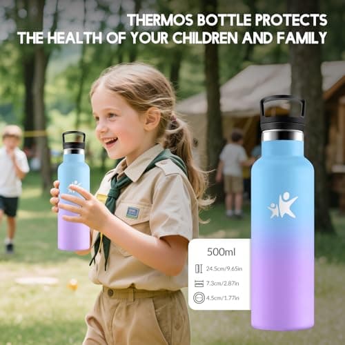 HoneyHolly Gourde Isotherme Enfant 500ML Anti-Fuite Isolation Sous Vide | Réutilisable | Sans BPA |pour Enfants Adultes