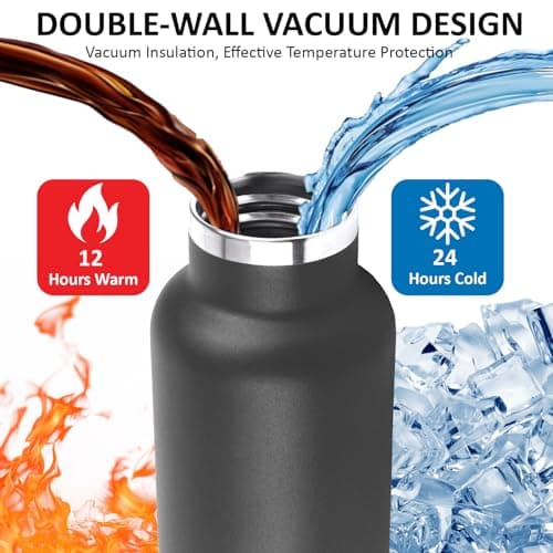 Gourde Inox Isotherme 500ml Anti Fuite 24h Froid & 12h Chaud pour École et Bureau