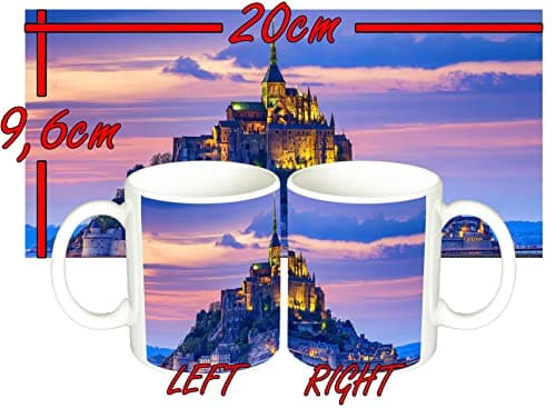 Mont Saint Michel Mug Céramique Blanche 325ml Design Élégant pour Cafés Thé Pots de 325ml Faux Objets Décoratifs Normand