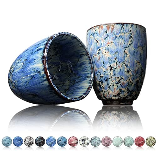 Tasses à café Ganzoo en céramique design sans anse 200ml moderne pour thé et café, accessoire de cuisine fashionable — Bleu