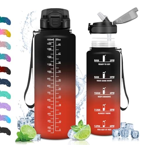 Vikaster Gourdes Sport Étanche & Réutilisable, Convient pour la Gym, Bouteille Ouvrir en Un Clic — Noir & orange