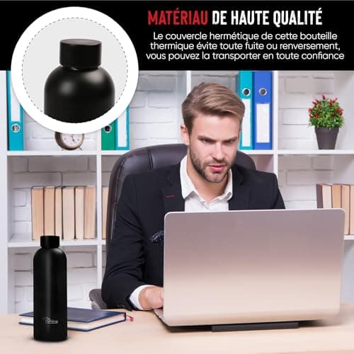 Otto Koning Gourde isotherme 500ml sans BPA Bouteille d'eau étanche gardant les boissons froides 24h et chaudes 12h