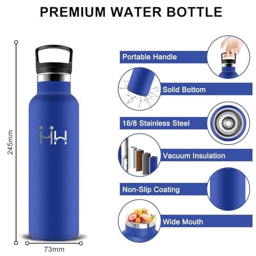 Gourde Isotherme 500ml Anti-Fuite, Double Isolation 24h Froid & 12h Chaud - Bouteille Paille pour Voyage, Camping, École
