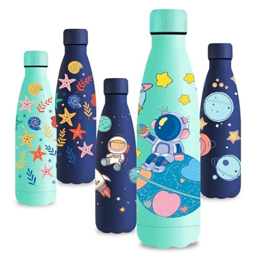 Vikastar Gourde Isotherme 500ml Sans BPA, Gourde Inox Anti-Fuites pour Enfants et Adultes, Sport, École, Gym – Bouteille — Vert-astronaute