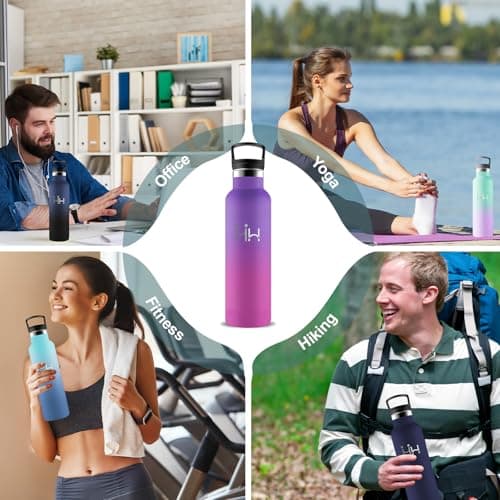 GourdeIsotherme 1L AcierInoxydable AntiFuite pour Randonnée Voyage Camping