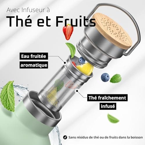 Gourde Inox Isotherme ACTIVE FLASK 1L | Thermos Réutilisable pour Camping Velo Sport Running | Thermostique Sans BPA, 3