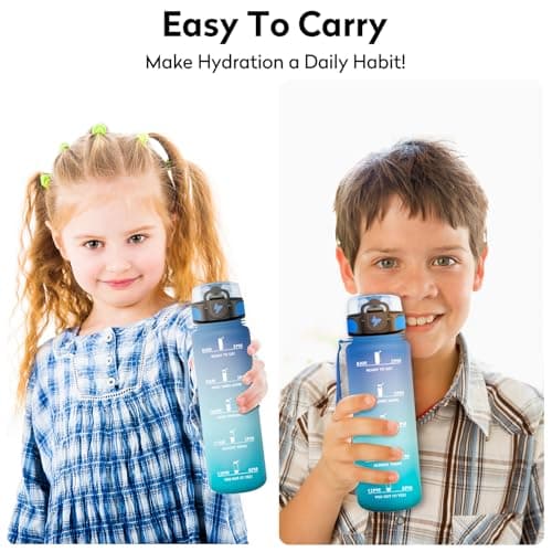 Gourde Enfant 500ml, Bouteille d'eau Étanche et Réutilisable pour Enfants, Gourde Sport avec Filtre et Marqueur de Temps