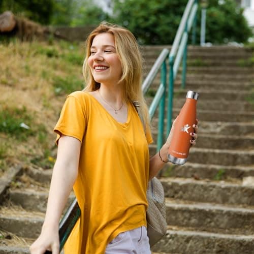 Gourde Inox Isotherme Double Paroi sans BPA - 350/500/650/750ml, Bouteille Étanche Anti-Fuite pour Sport, Gym & École (K