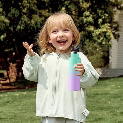 HoneyHolly Gourde Isotherme Enfant 500ML, Anti-Fuite, Sans BPA, Réutilisable, pour Enfants, Sport, Isolation Sous Vide e