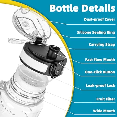 OLDLEY Bouteille d'eau 1L/32oz pour Enfants et Adultes - Anti-fuite & Sans BPA, Bouteille Motivante pour Gym et École
