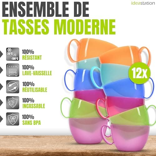 Idea-station tasse café plastique - incassable - idéale pour le camping