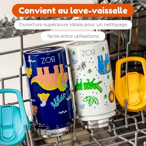 Gourde Isotherme Enfant Anti-fuite (8 oz) sans BPA, Bouteille Boisson Chaude/Froide Double Paroi Inox 414ML, 24h Isolati