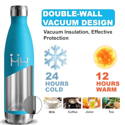 Gourde Isotherme 500ml Sans BPA En Acier Inoxydable, 24h Froid & 12h Chaud, Anti-Fuite pour Voyage, École et Bureau
