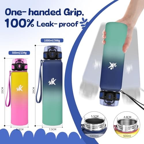KollyKolla Isotherme 500ml, Gourde Inox sans BPA pour Enfant & Adulte, École et Outdoor Anti Fuite