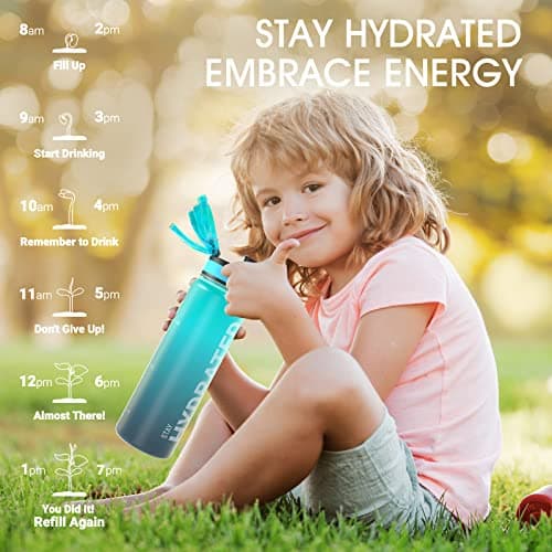 Bouteille d'Eau Sahara Sailor 1L, Sportive & Étanche pour Sport et Camping, Sans BPA et Reutilisable avec Marqueur de Te