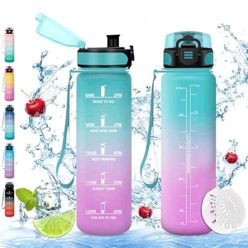 Stylanda Gourde Sport, sans BPA, étanche & réutilisable, convient pour enfant & adulte, sport, yoga, camping, gym — D-vert+violet