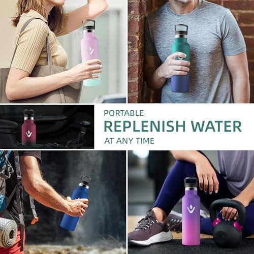 Gourde Isotherme Grsta 500ml pour Sport et Randonnée Avec Paille Anti-Fuite