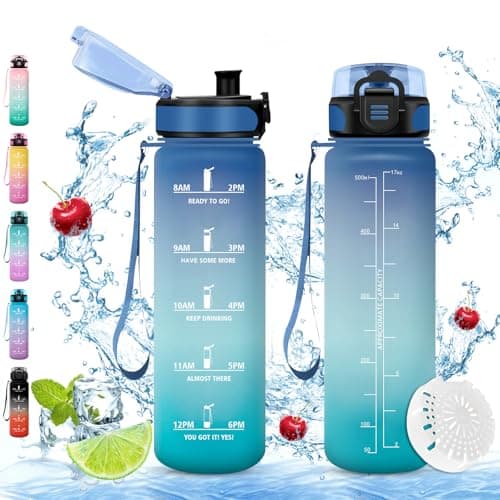 Stylanda Gourde Sport, sans BPA, étanche & réutilisable, convient pour enfant & adulte, sport, yoga, camping, gym — D-bleu+vert-1