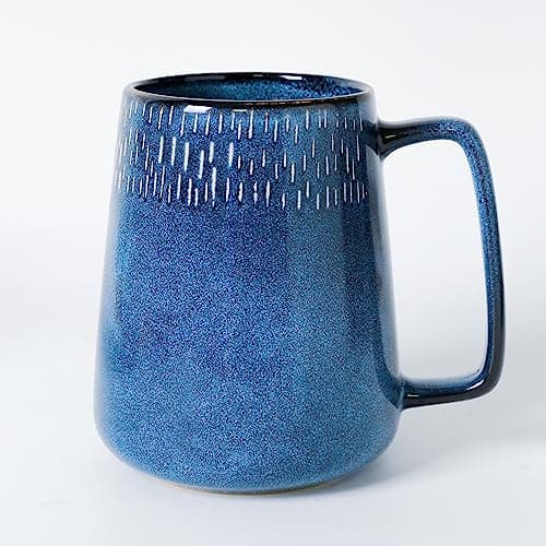 Céahrow Grande tasse à café en céramique bleu clair, résistante au lave-vaisselle et au micro-onde, idéale pour bureau e — Bleu Ciel
