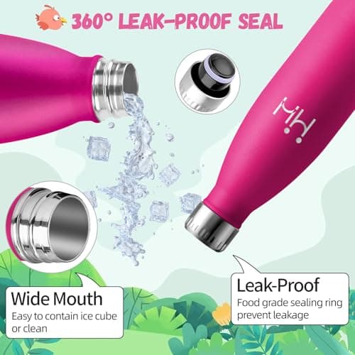 Gourde Acier Inoxydable Sans BPA Isolée Isotherme 500 ml 18/8 Isolation Double Paroi École Randonnée Rose Rouge Bouteill