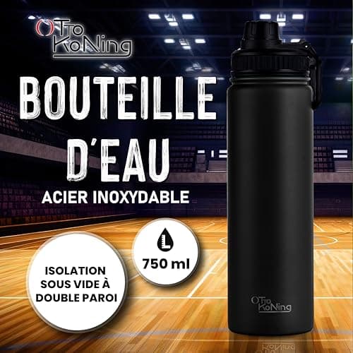 Gourde Isotherme 750 ml en Acier Inoxydable Double Paroi - Garde le Froid 16h & le Chaud 10h, Anti-fuite Sans BPA pour l