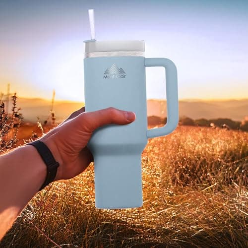 Mont-Clair Tumbler 40oz - Mug Isotherme 10h Chaud / 48h Froid avec Paille - 1200ml Gourde Boissons Poignée
