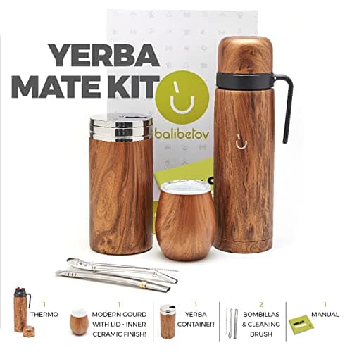 BALIBETOV Yerba Mate Tasse Set pour Hommes et Femmes - Design Moderne, Thermos Acier Inoxydable, Idéal pour le Travail e