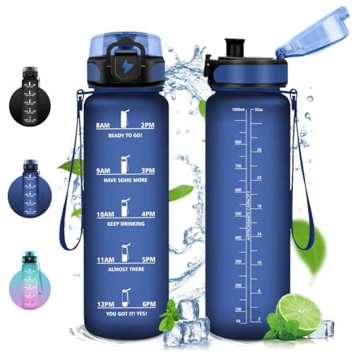 Vikaster Gourde Sport Mat Rose Clair - 500 ML Bouteille d'Eau Sans BPA Étanche & Réutilisable avec Filtre & Marqueur de — Yl-bleu Foncé-1000