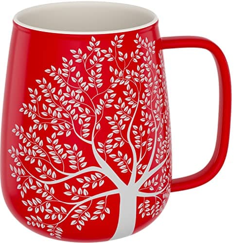amapodo Tasse à café en porcelaine 600ml XXL - Sans plastique - Cadeaux pour hommes — Porcelaine: Rouge