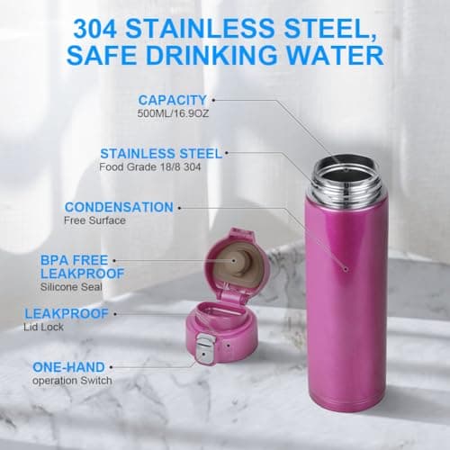 Gourde Isotherme Flintronic 500ML Acier Inoxydable Utilisée par les Outdoor Entraînements, Gourde Isotherme Eau Flnintro