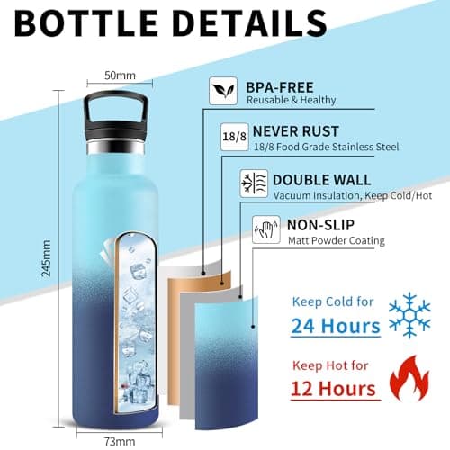 Gourde isotherme sport 500ml anti-fuite double isolation bouteille inoxydable randonnée voyage camping