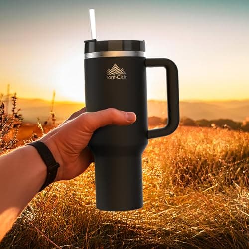 Mont-Clair Tumbler 40oz - Gourde Isotherme Noir Glacé 48h Froid 1200ml