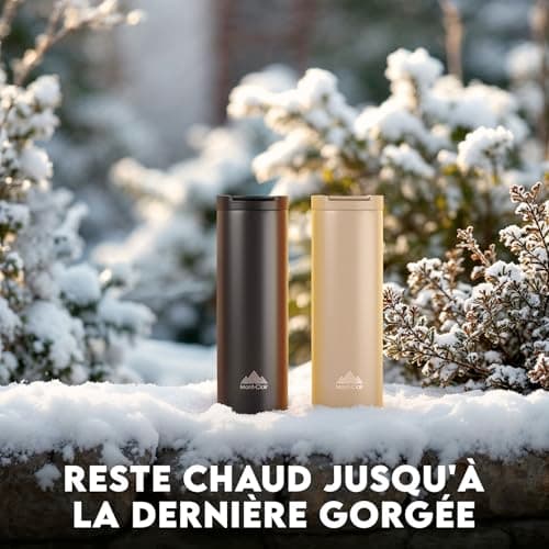 Mont-Clair Tasse Café Écologique 550ml - Mug Isotherme 12h - 100% Étanche en Acier Inoxydable Recyclé