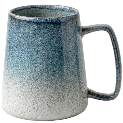 Céahrow Grande tasse à café en céramique bleu clair, résistante au lave-vaisselle et au micro-onde, idéale pour bureau e — Bleu Changé au Four