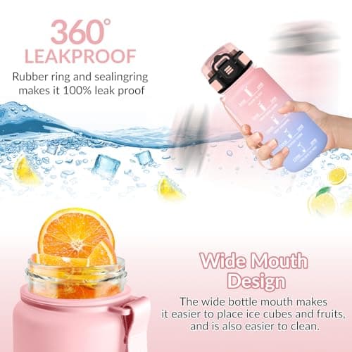 HoneyHolly Gourde 500ml Sans BPA & Étanche, Bouteille Motivante avec Marqueur de Temps pour Gym, École, Cyclisme et Plei