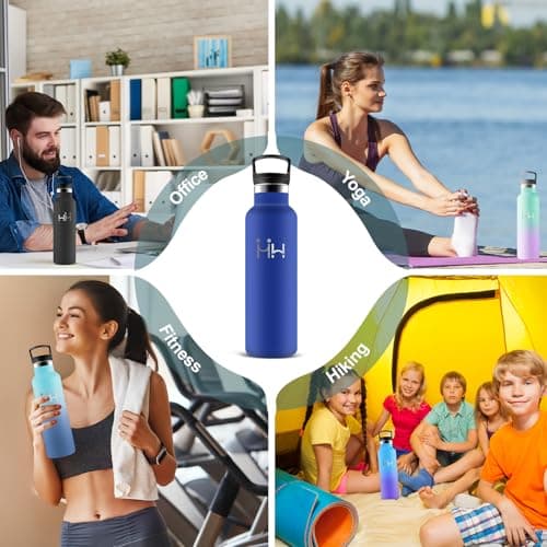 Gourde Isotherme 500ml Anti-Fuite, Double Isolation 24h Froid & 12h Chaud - Bouteille Paille pour Voyage, Camping, École