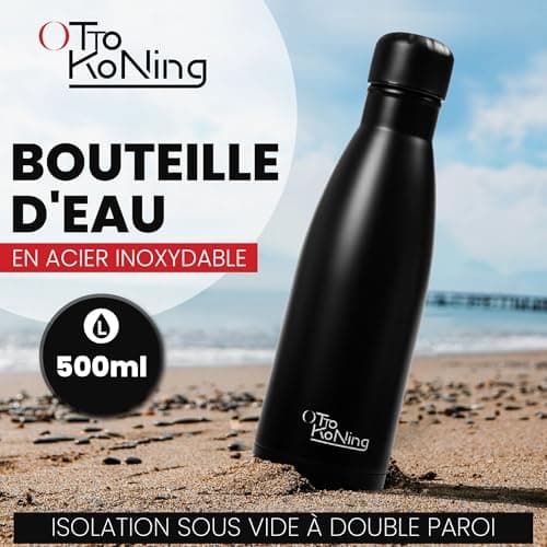 Otto Koning Gourde isotherme 500 ml - Bouteille d'eau isotherme conserve les boissons froides pendant 24 heures et chaud