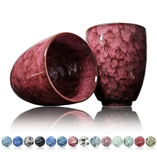 Tasses à café Ganzoo en céramique design sans anse 200ml moderne pour thé et café, accessoire de cuisine fashionable — Carmesin